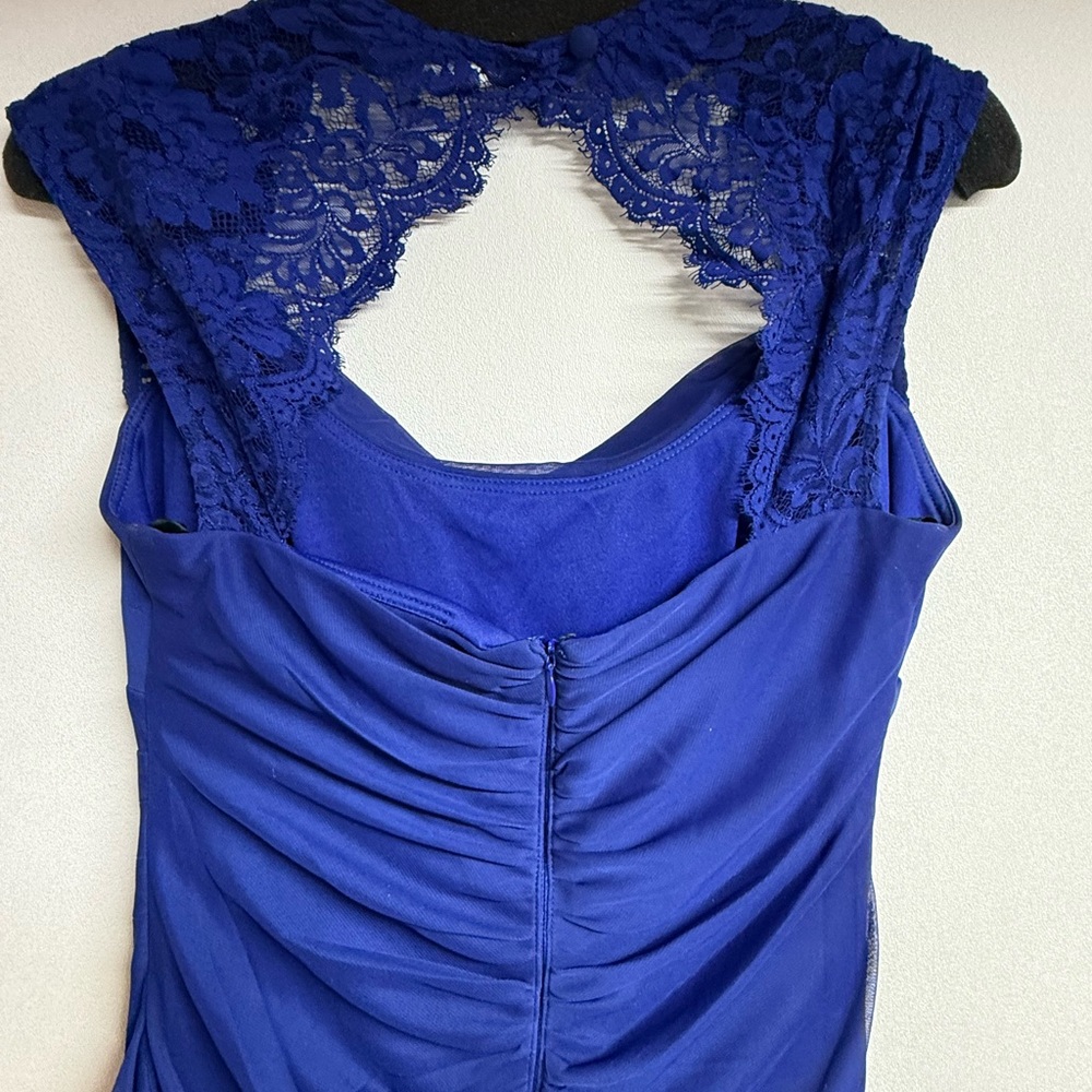 Xscape Royal Blue Lace Mini Dress - Picture 11 of 13